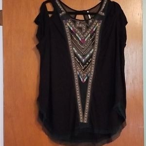 Free People Black Top Sz L